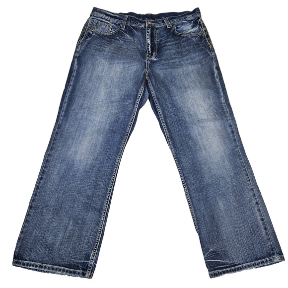 Stetson 1312 Modern Straight Leg Jean Mens 38x29 Blue Western Cowboy Embroidered - Picture 2 of 16